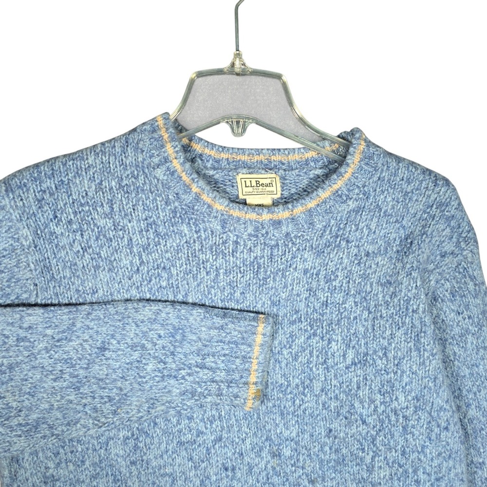 Vintage LL Bean Sweater Mens XL Blue Merino Wool Knit Marled BLK8 Crewneck